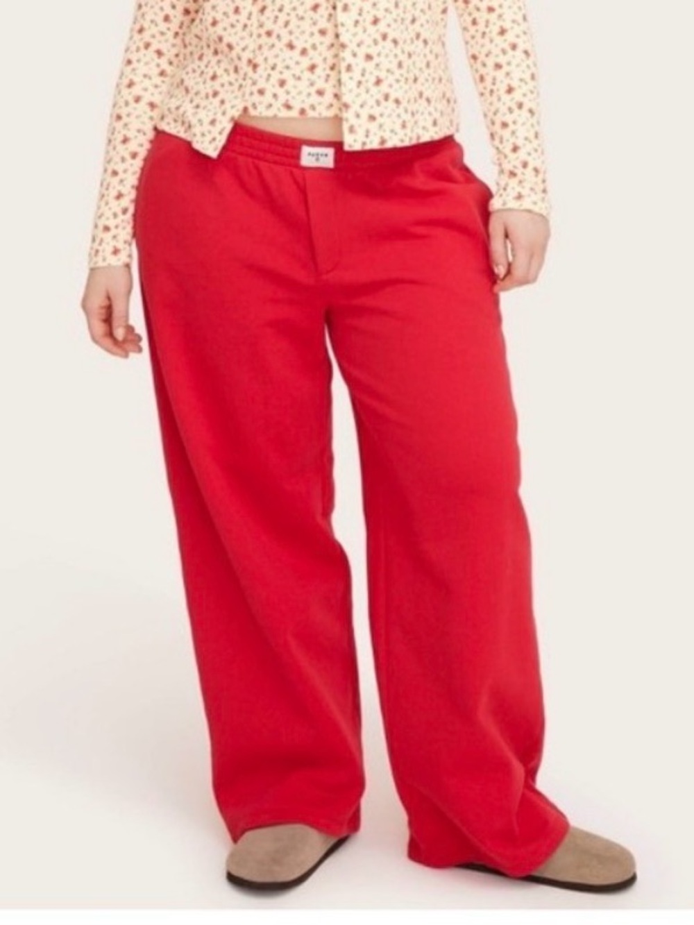 Parkex Target Bright Red Terry Cotton Wide Leg Boxer Sweatpants
